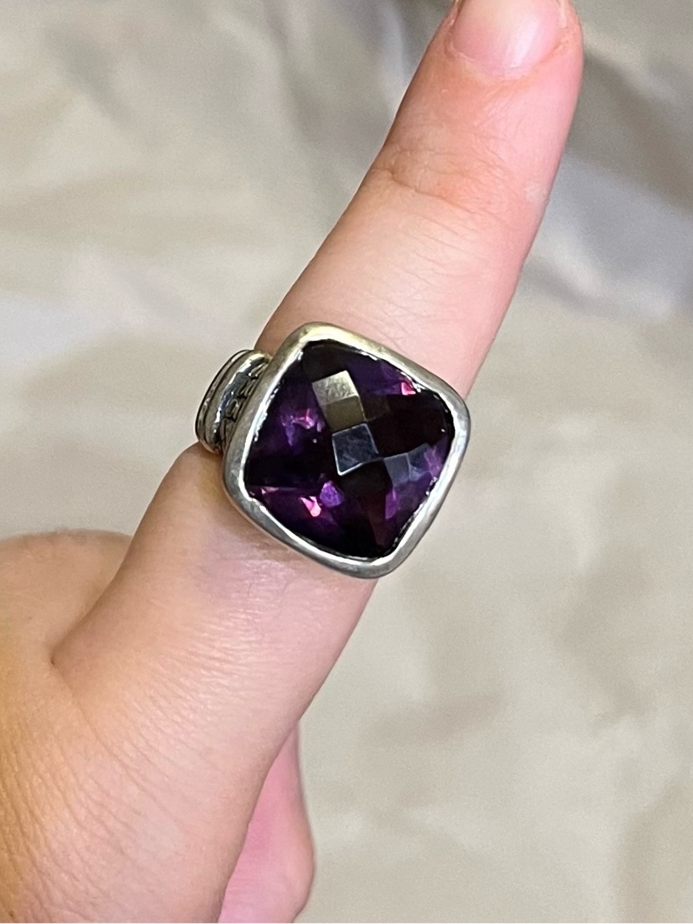 Vintage Marsala Modernist Amethyst 925 Sterling Nugget Ring Sz 7